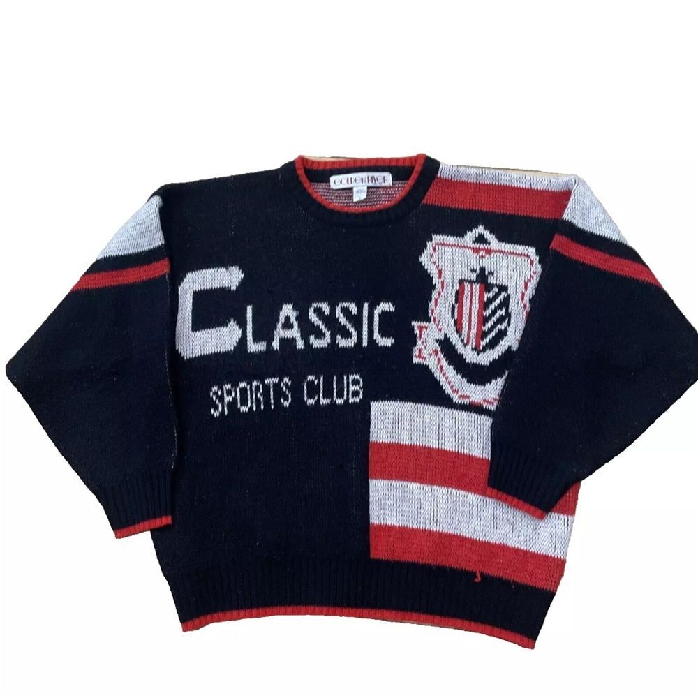 GOLDEN RIVER Vintage Sweater Men L Classic Sports Michelangelo David Preppy USA